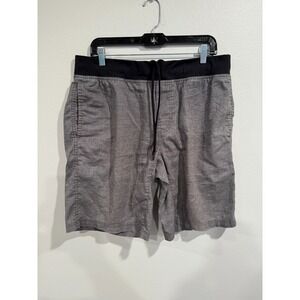 PrAna Super Mojo Shorts Men's Large Gray Stretch Water Hybrid Drawstring Waist